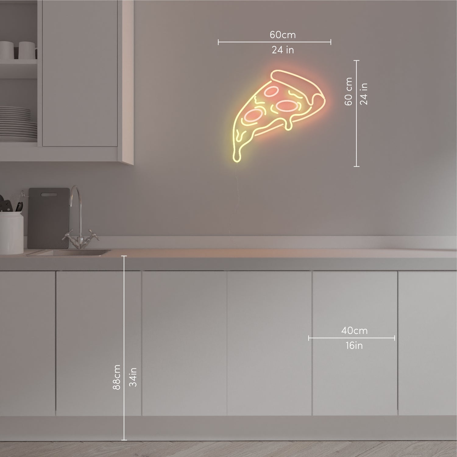 Pizza - Zeichen aus Neon-LEDs